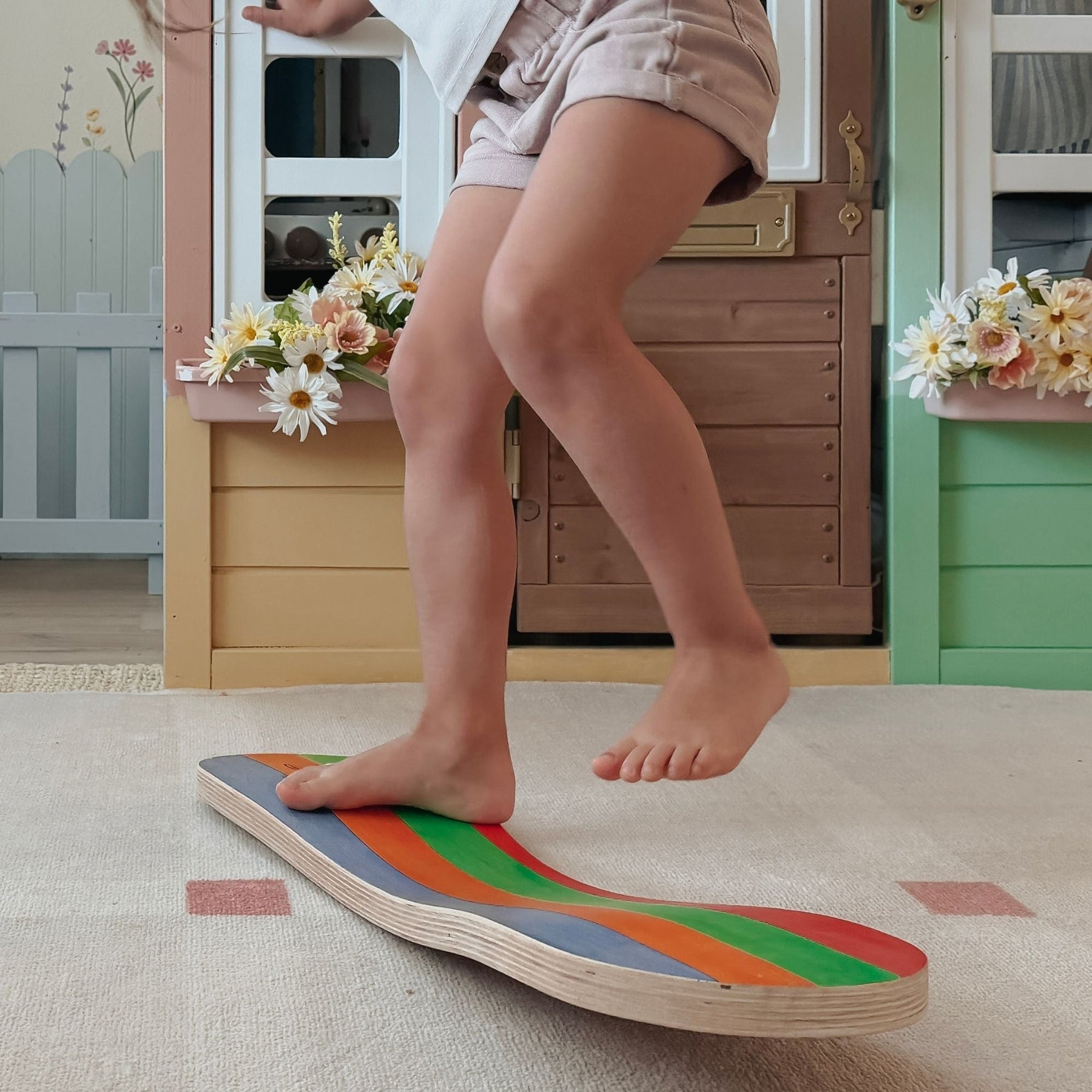 Spinzee Board by Bunny Hopkins, handcrafted wooden activity toy product and lifestyle photo 8