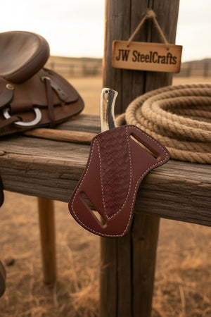 Frontier Stag Ranch Knife Damascus Stag Horn Handle by JW SteelCrafts — view 3 of 3