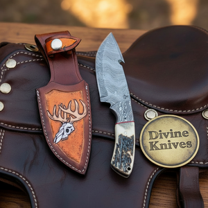 Stag & Bone Handle Gut Hook Skinner Knife by Divine Knives