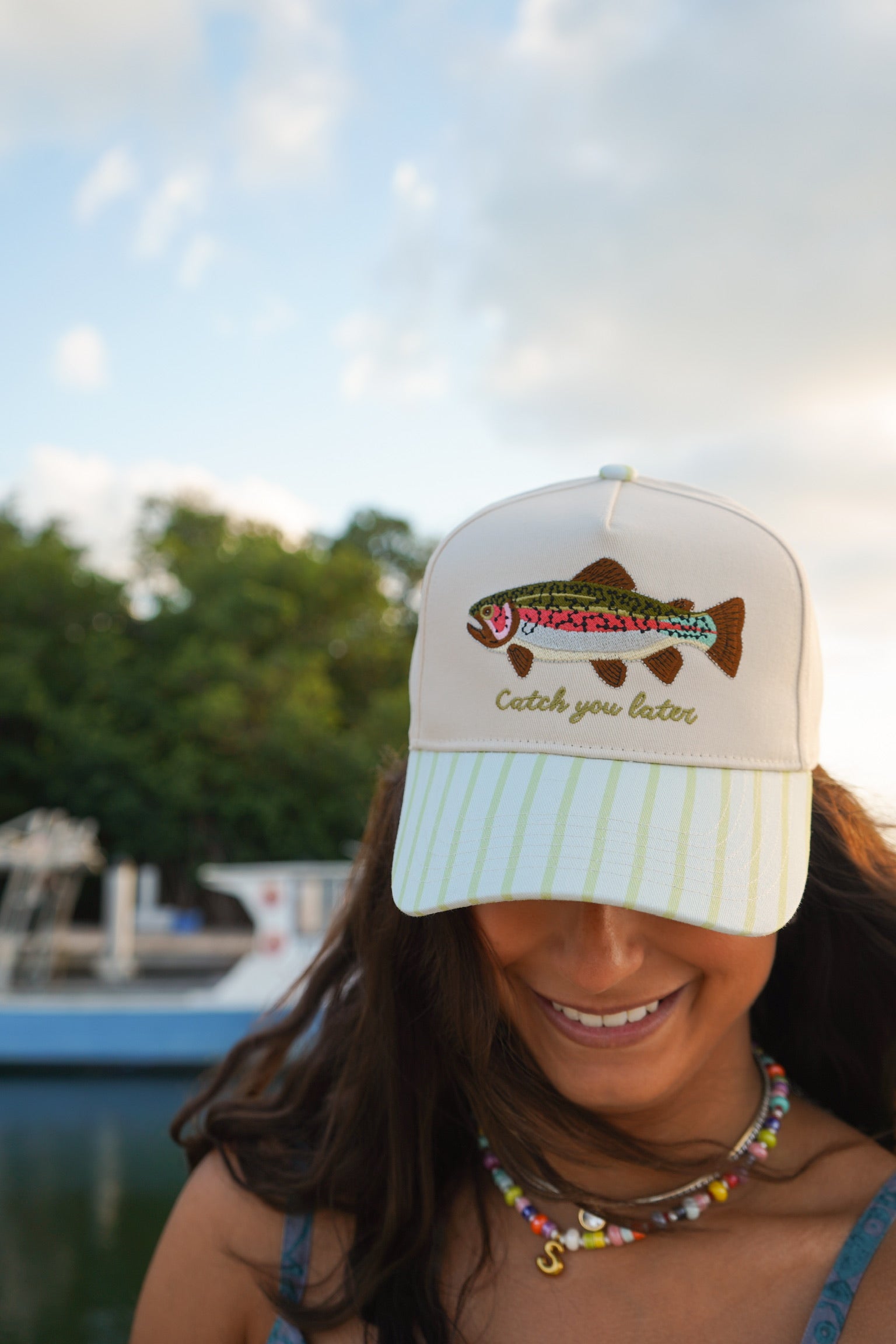 Catch You Later - Green Stripe Hat