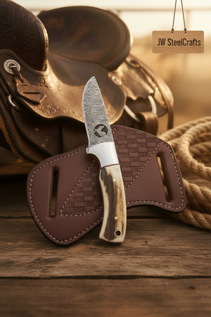 Frontier Stag Ranch Knife Damascus Stag Horn Handle by JW SteelCrafts — view 1 of 3
