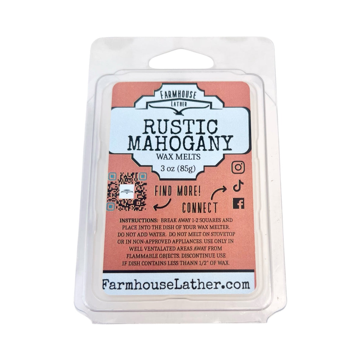 Rustic Mahogany handmade wax melt bar by Farmhouse Lather