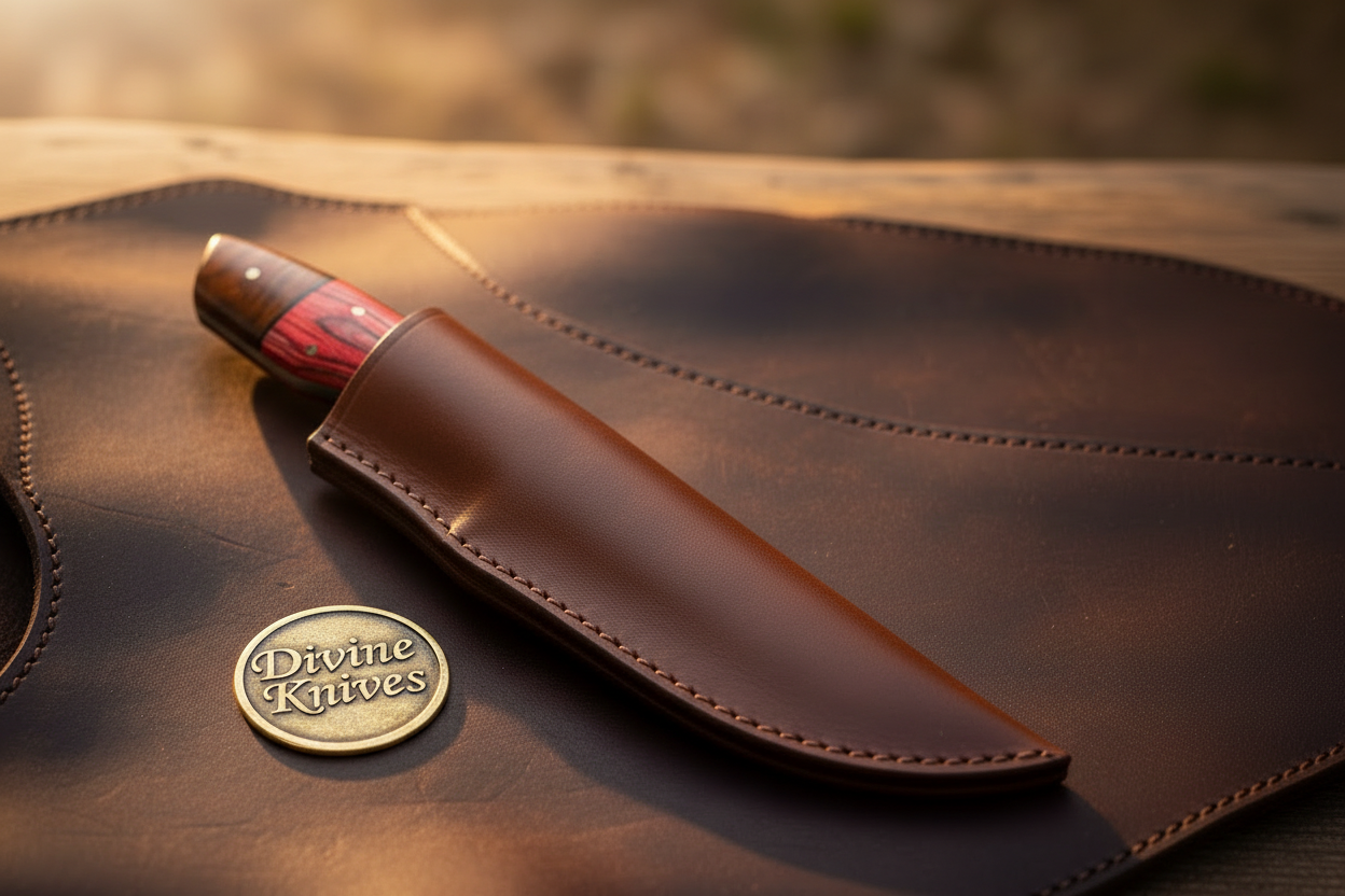Red Pakkawood Damascus Drop Point Hunter for Hunting and Field Work