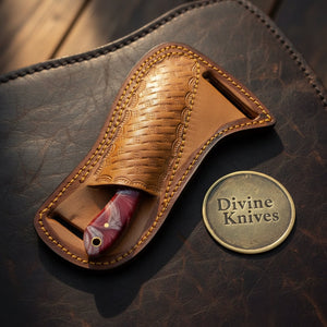 Maroon Finger Groove Rasp Skinner Knife with leather sheath