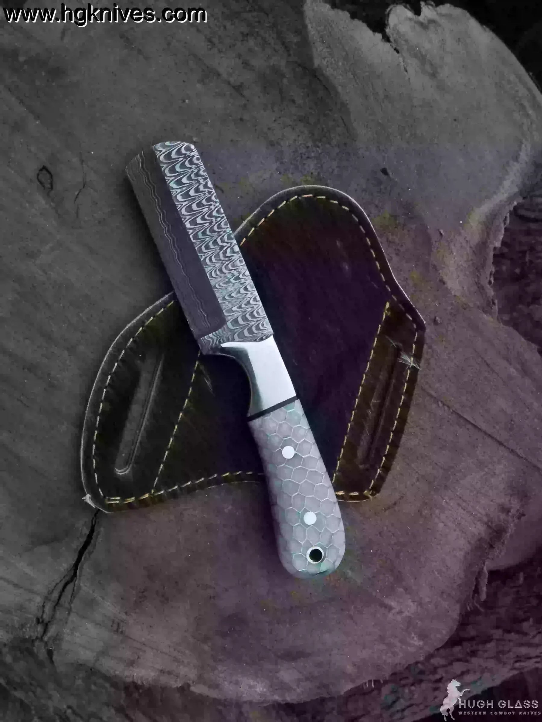 Honeycomb Handle Bull Cutter Knife for Ranch Work and Collecting