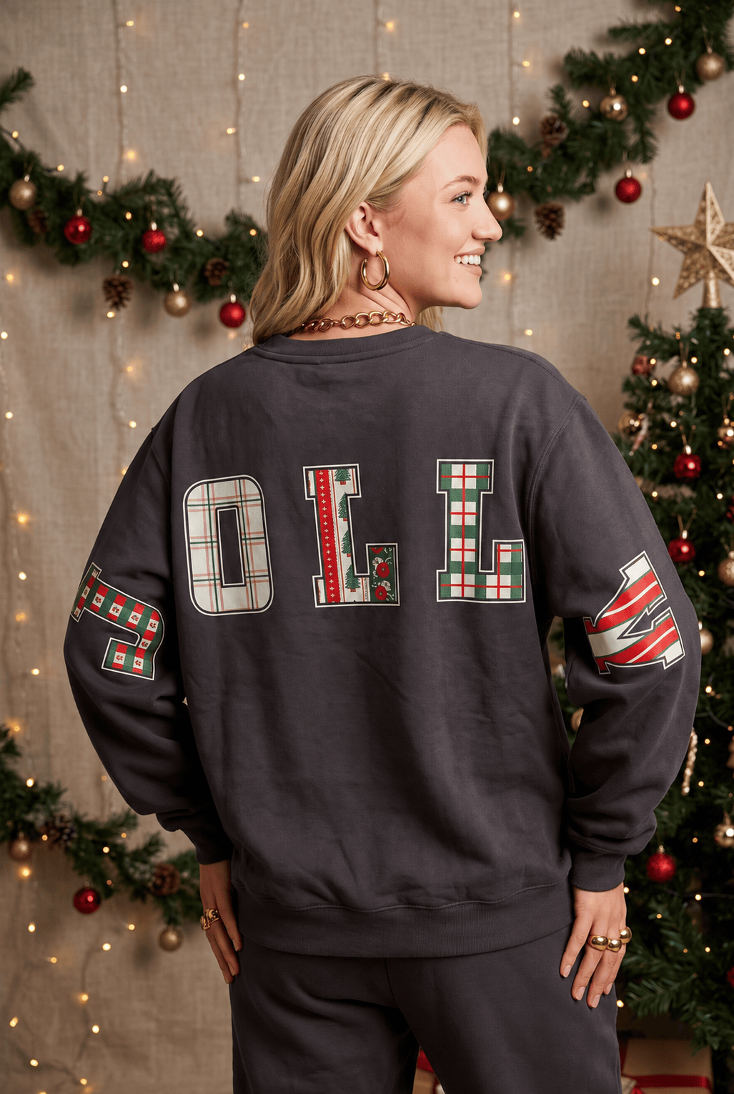 Holly Jolly Patch Charcoal Sweatshirt by Southern Bliss Company – view 2