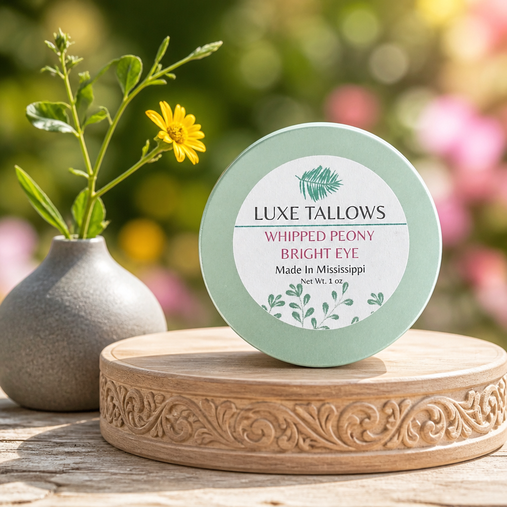 Luxe Tallows Whipped Peony Bright Eye I Lightweight Tallow Eye Cream | 2 oz by Luxe Tallows, handmade bath and body detail photo 6