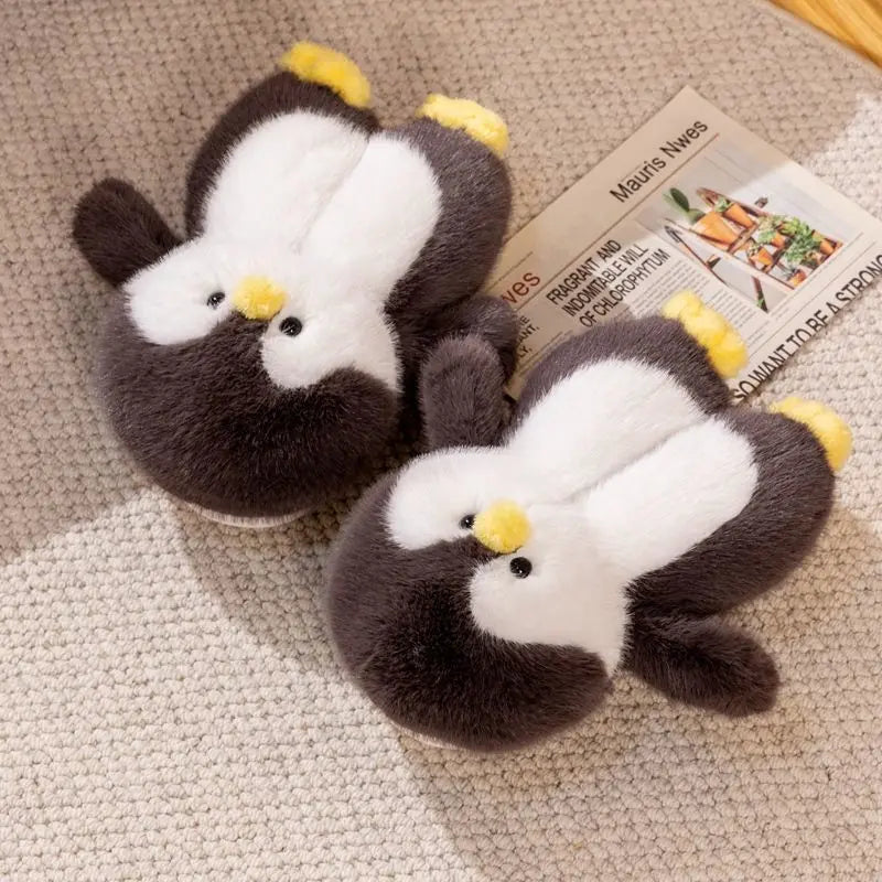 Fuzzy Penguin Plush Slippers — Cute Soft Furry Indoor House Shoes by The Mississippi Mermaid Mercantile - view 11