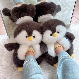 Fuzzy Penguin Plush Slippers — Cute Soft Furry Indoor House Shoes by The Mississippi Mermaid Mercantile - view 6