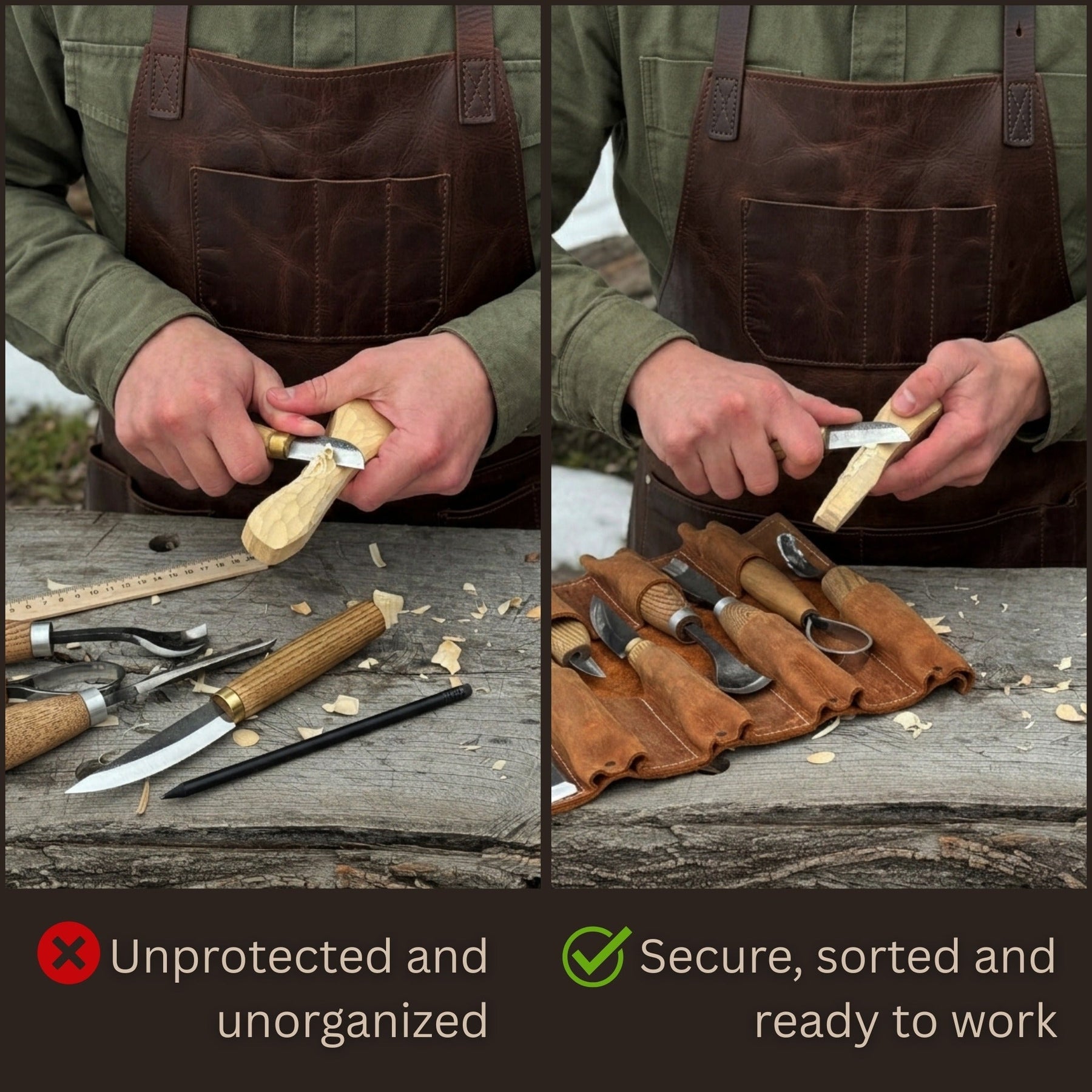 8 Pocket Leather Tool Roll