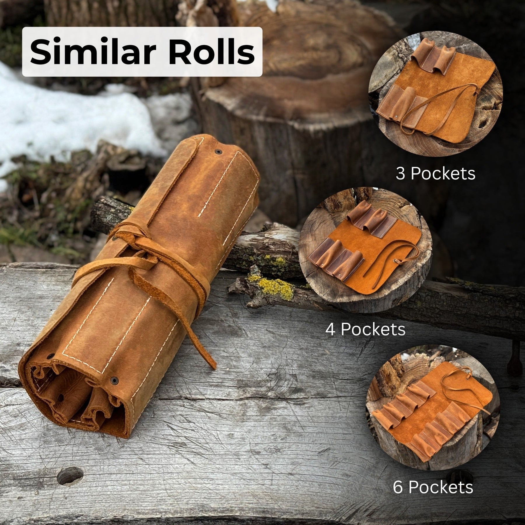 8 Pocket Leather Tool Roll
