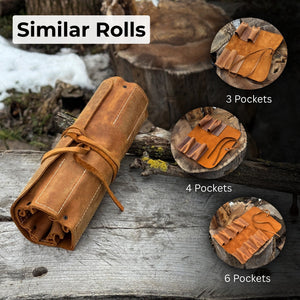 8 Pocket Leather Tool Roll