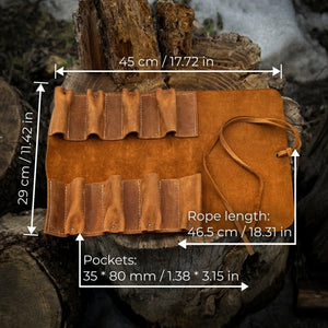 8 Pocket Leather Tool Roll