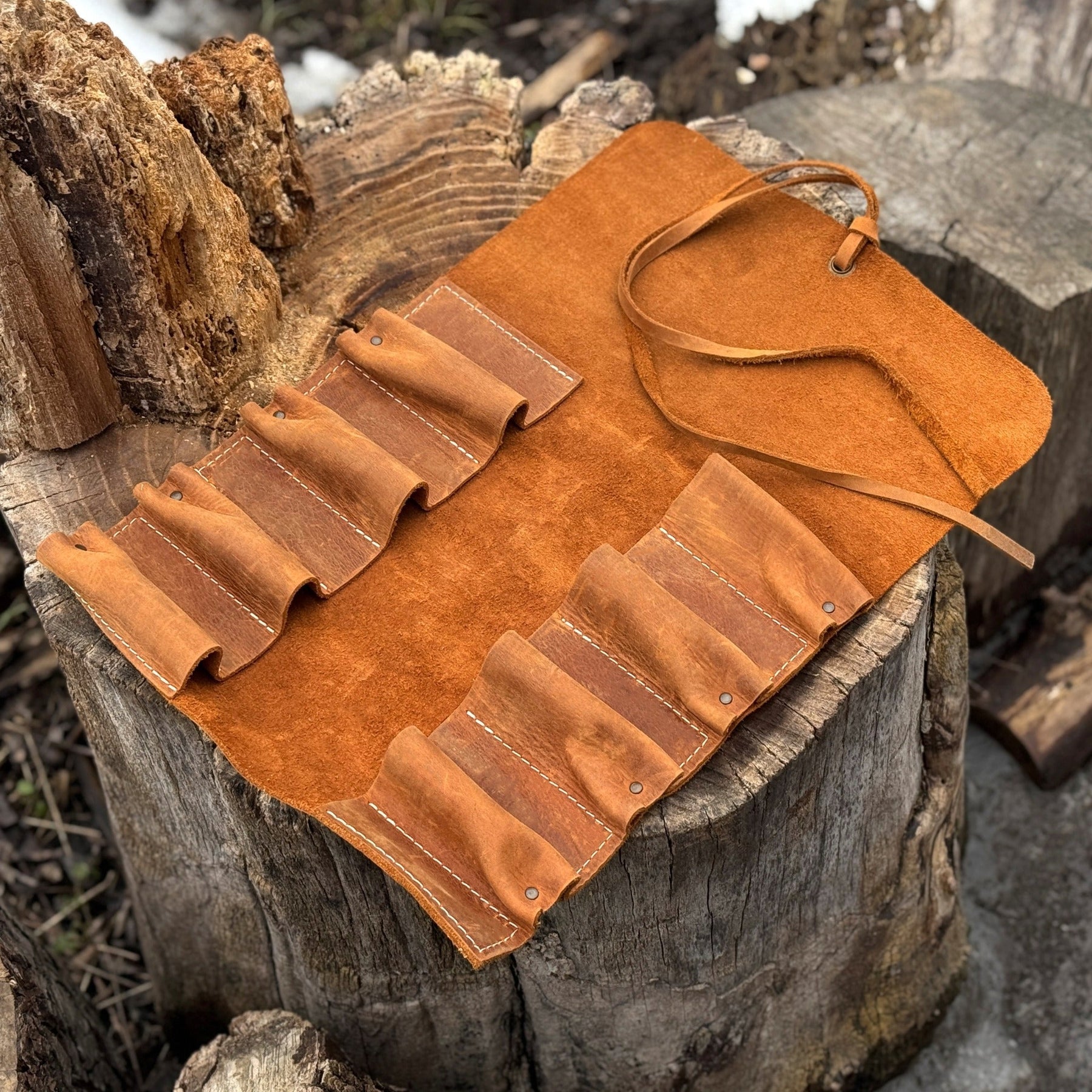 8 Pocket Leather Tool Roll