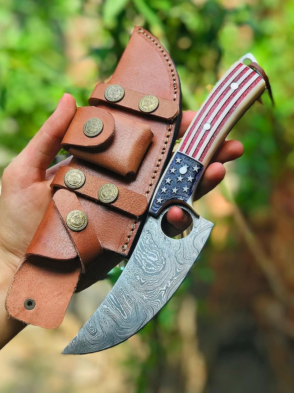 Damascus Steel Chef Knife – Hand Forged Kitchen Knife with Camel Bone Handle | Teton Twist Knives