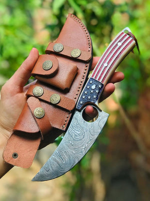 Damascus Steel Chef Knife – Hand Forged Kitchen Knife with Camel Bone Handle | Teton Twist Knives