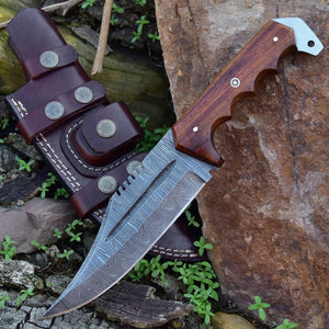 17" Handmade Bowie Knife, Damascus Steel Bowie Knife, Damascus Steel Hunting knife, birthday gift, gift for him, wedding gift, anniversary gift, Thanksgiving gift, valentine Gift