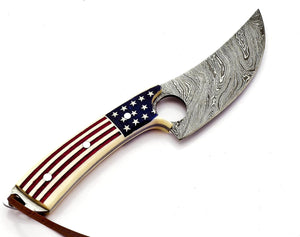 Damascus Steel Chef Knife – Hand Forged Kitchen Knife with Camel Bone Handle | Teton Twist Knives