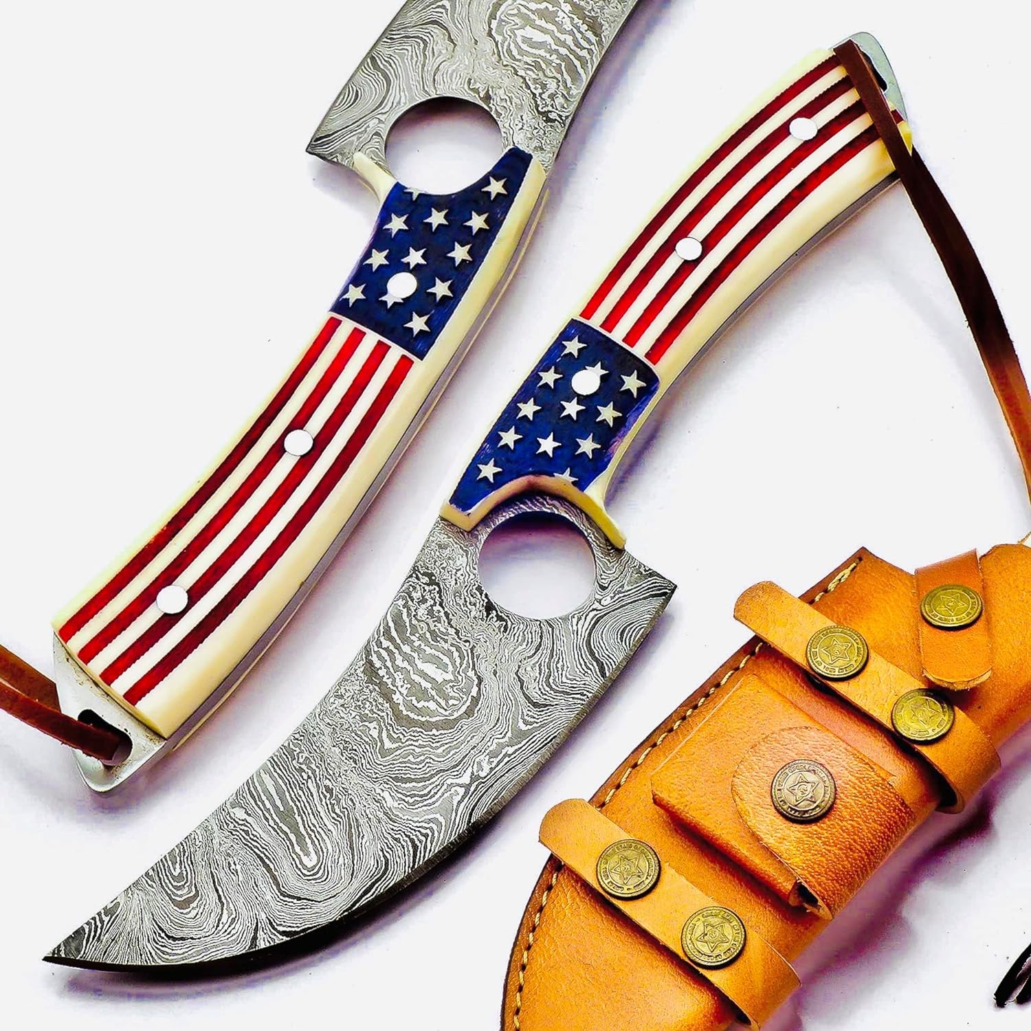 Damascus Steel Chef Knife – Hand Forged Kitchen Knife with Camel Bone Handle | Teton Twist Knives