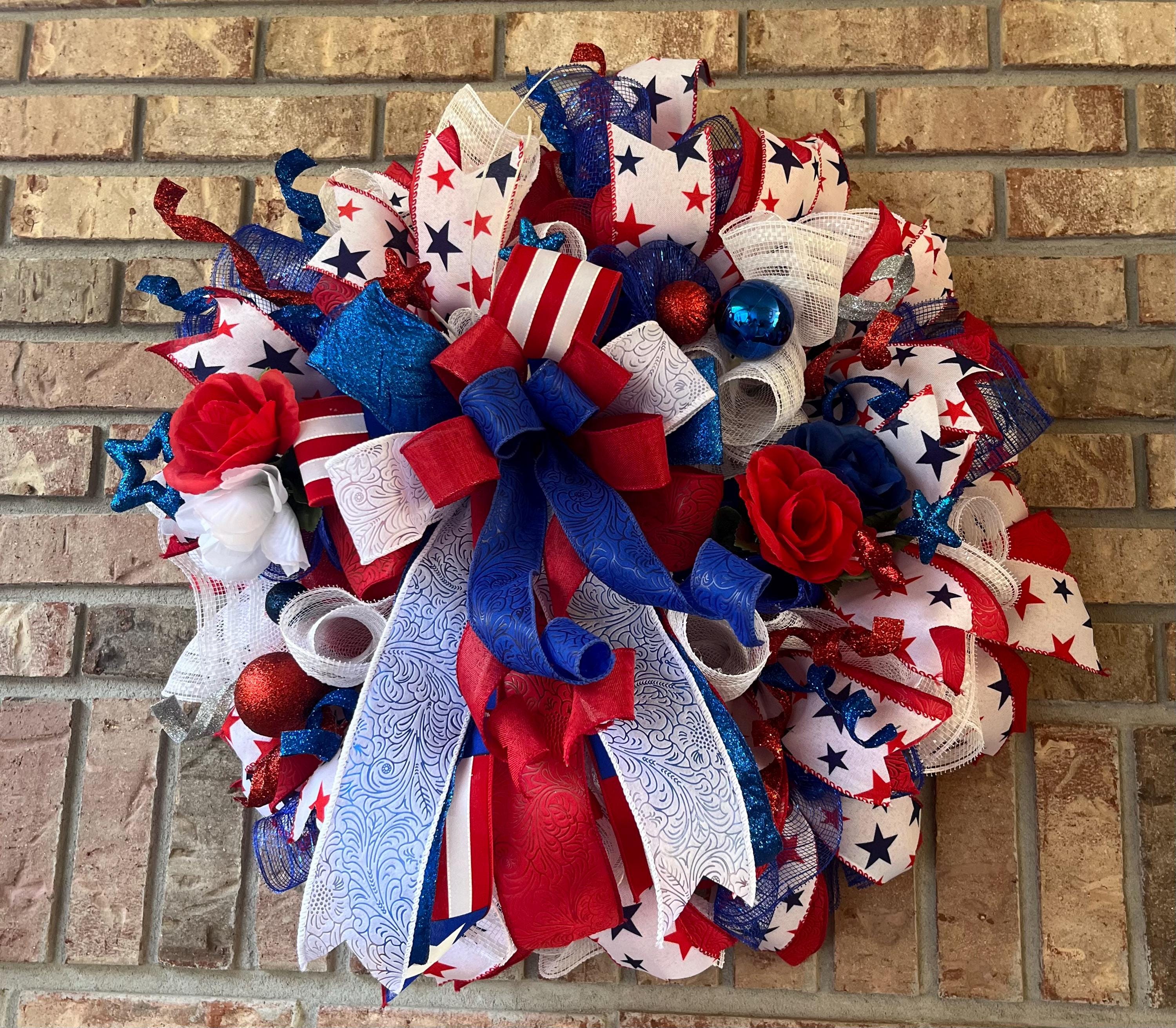 Patriotic 4th of July Wreath | Americana Door Decor by Bouge Creations, view 7