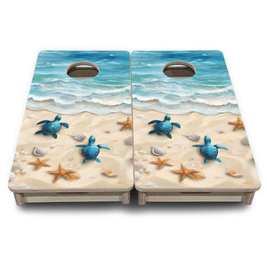 Sea Turtle Shores - Mini or Vacation Size Cornhole Boards by Cornhole Solutions, custom cornhole board detail photo 4