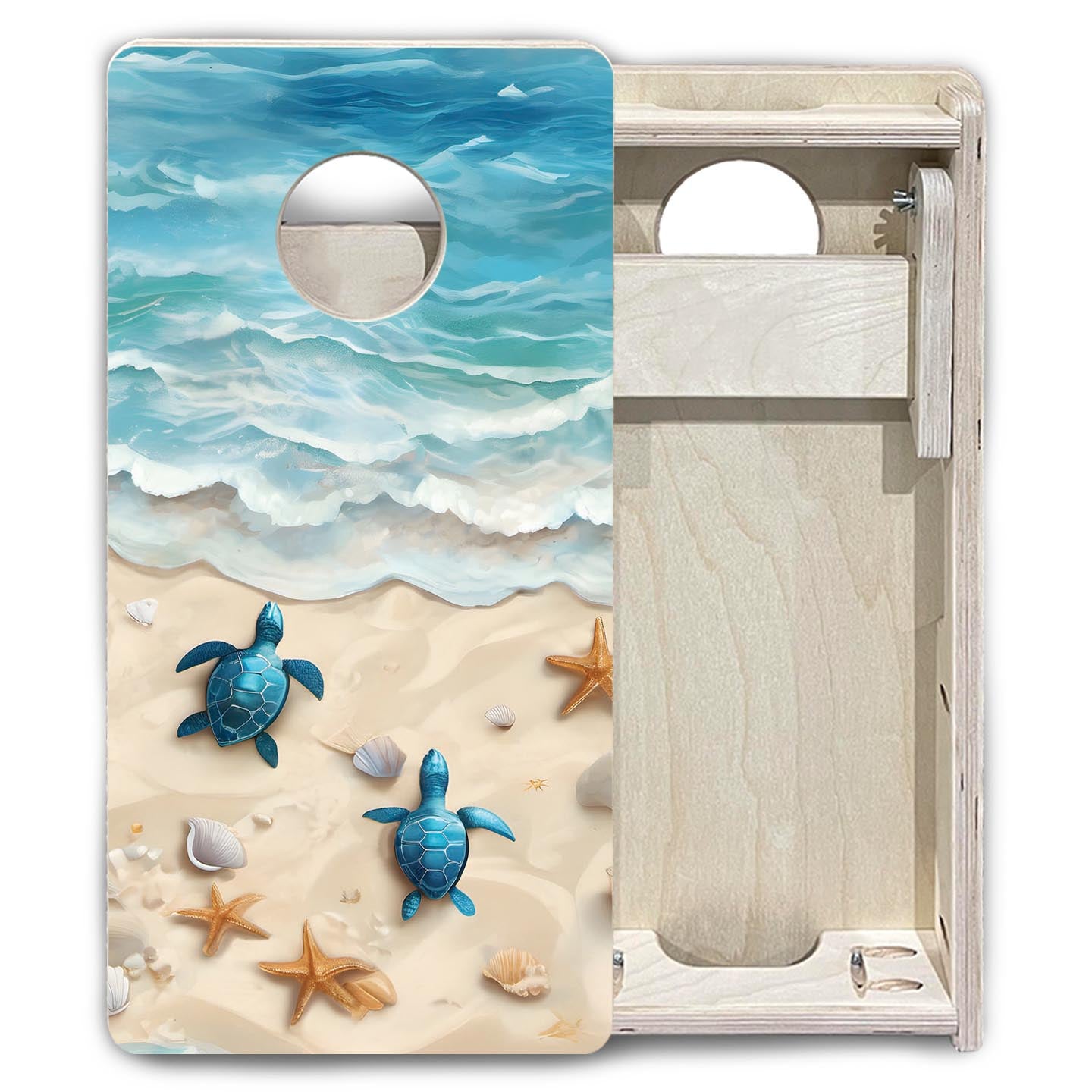 Sea Turtle Shores - Mini or Vacation Size Cornhole Boards by Cornhole Solutions, custom cornhole board detail photo 6