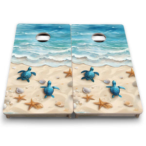 Sea Turtle Shores - Mini or Vacation Size Cornhole Boards by Cornhole Solutions, custom cornhole board detail photo 7