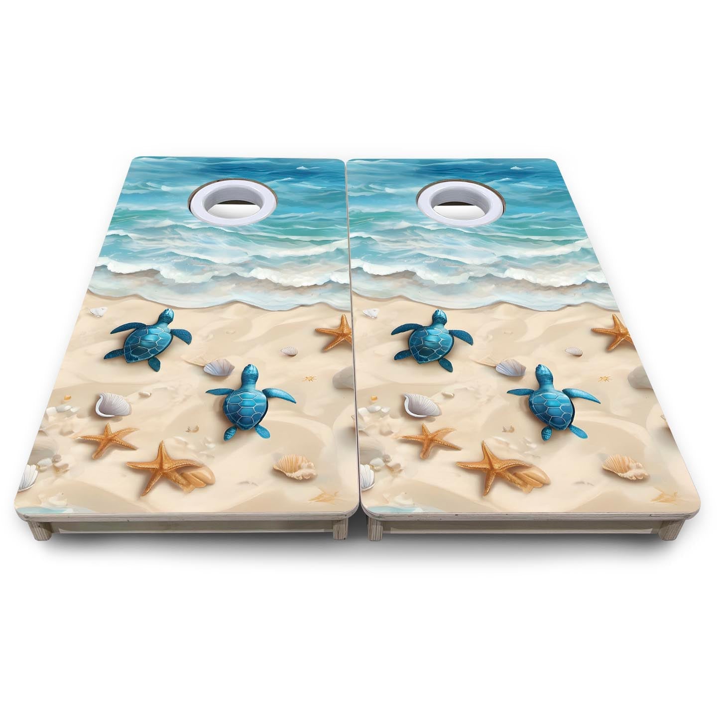 Sea Turtle Shores - Mini or Vacation Size Cornhole Boards by Cornhole Solutions, custom cornhole board detail photo 8