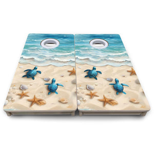 Sea Turtle Shores - Mini or Vacation Size Cornhole Boards by Cornhole Solutions, custom cornhole board detail photo 8