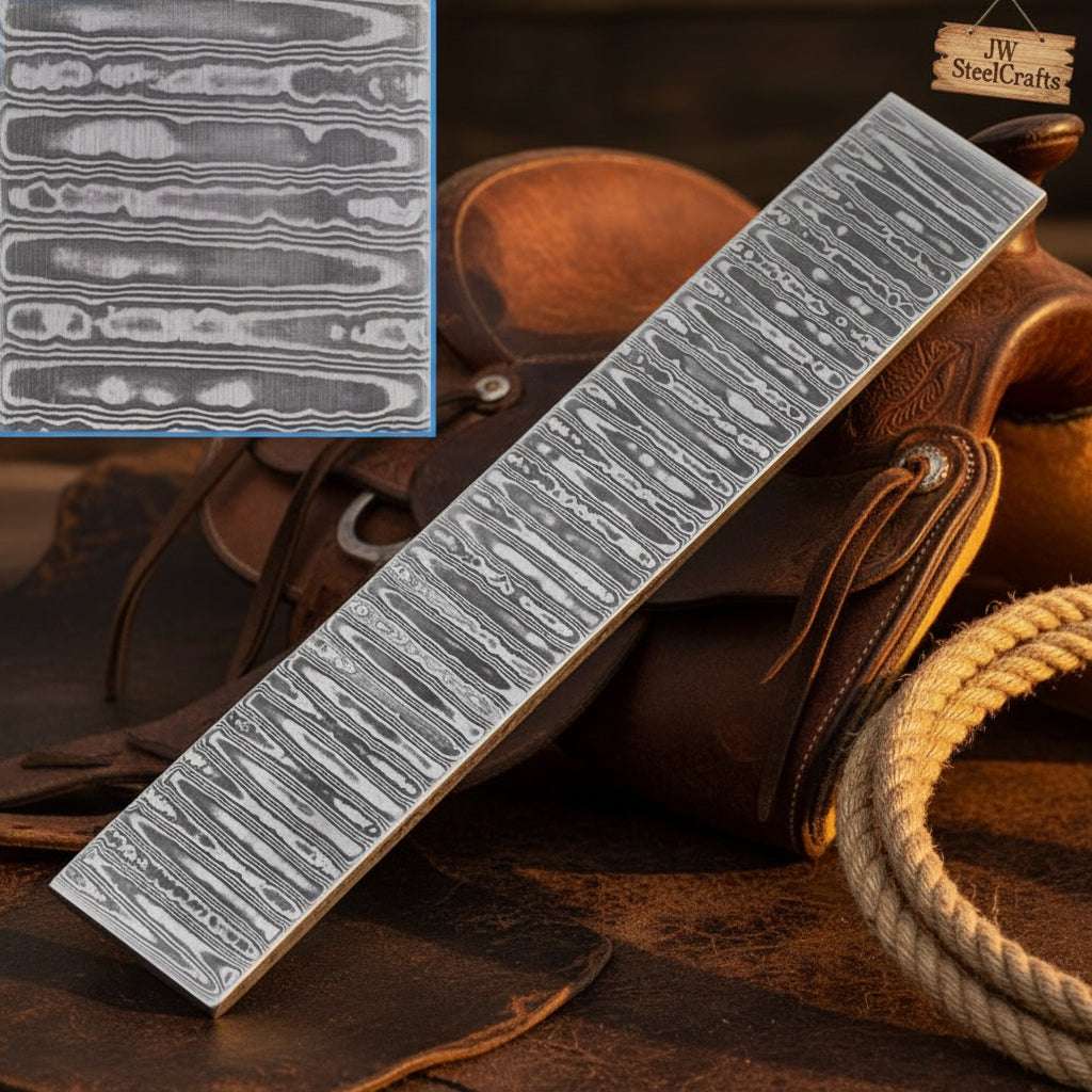 Ranchland Ladder Damascus Steel Billet by JW SteelCrafts