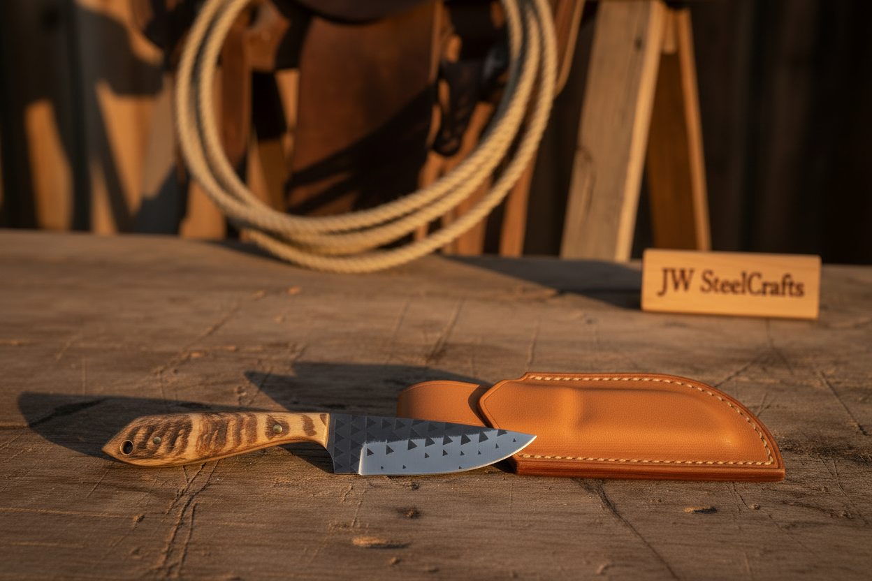 Trailguard Antler Survivor Knife Rasp Steel Carved Handle by JW SteelCrafts — view 3 of 3
