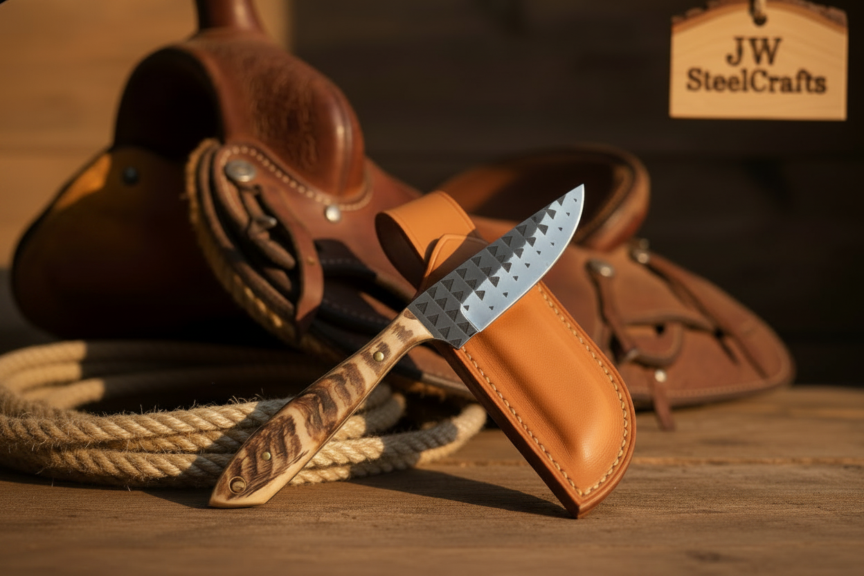 Trailguard Antler Survivor Knife Rasp Steel Carved Handle by JW SteelCrafts — view 1 of 3