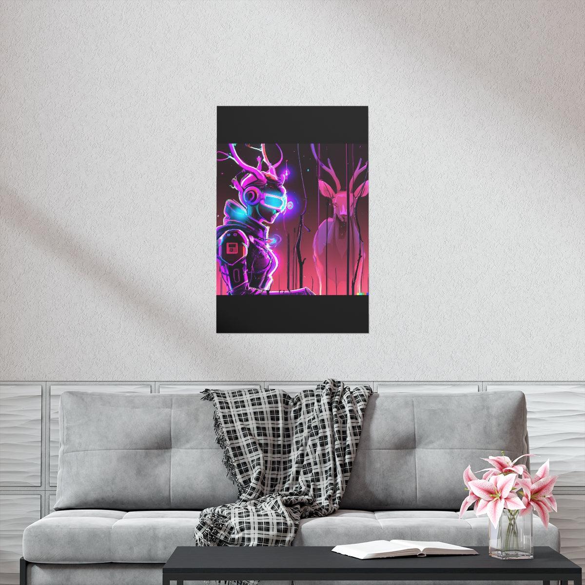 futuristic woman and deer Posters