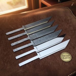 6-Piece Damascus & Carbon Steel Seax Blade Blank Set by Divine Knives — view 2 of 4