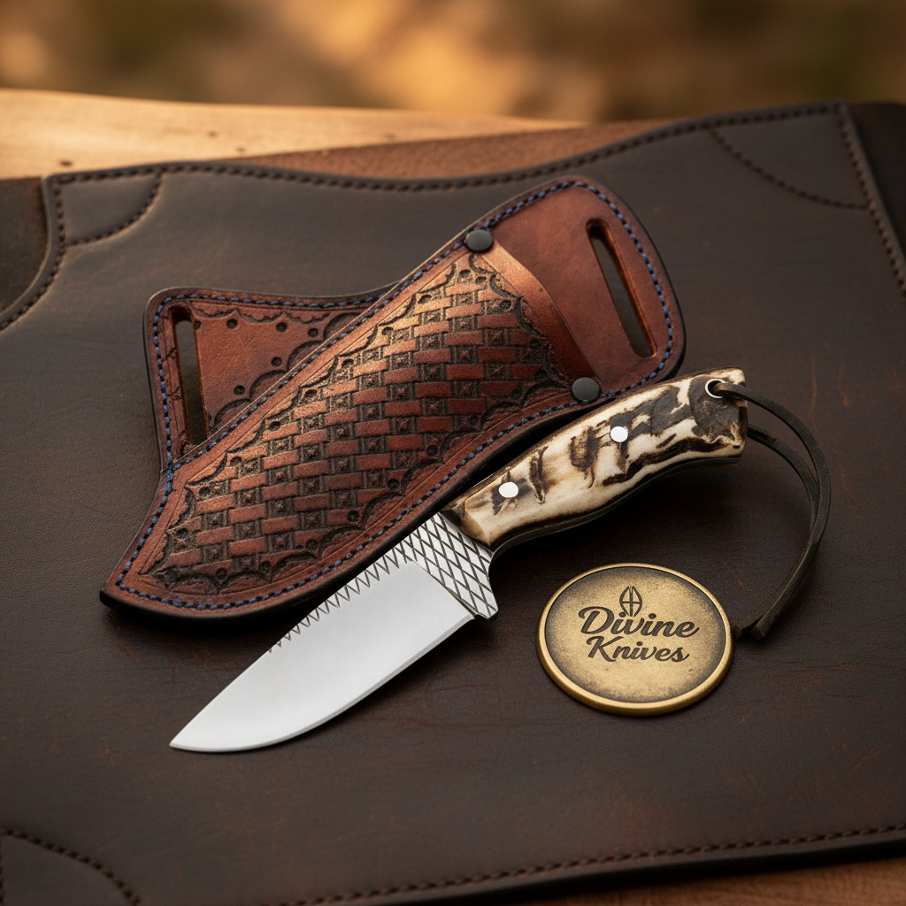Ram Horn Handle Cowboy Skinner Knife by Divine Knives