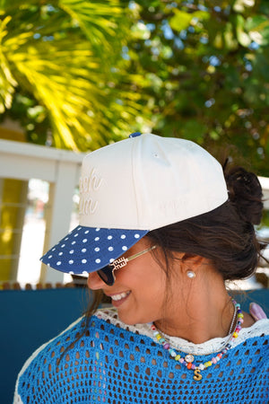 Beach Bum - Navy Polka Dot Hat
