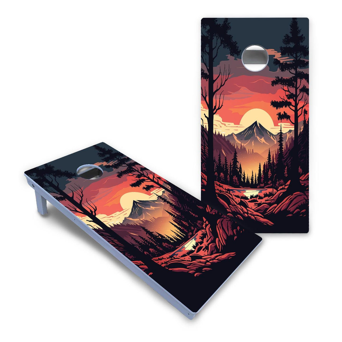 Mountain Sunset Cornhole Boards - All Weather Series