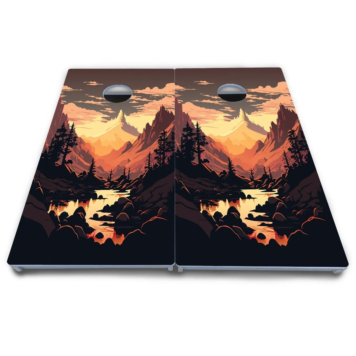 Mountain Sunset Cornhole Boards - All Weather Series