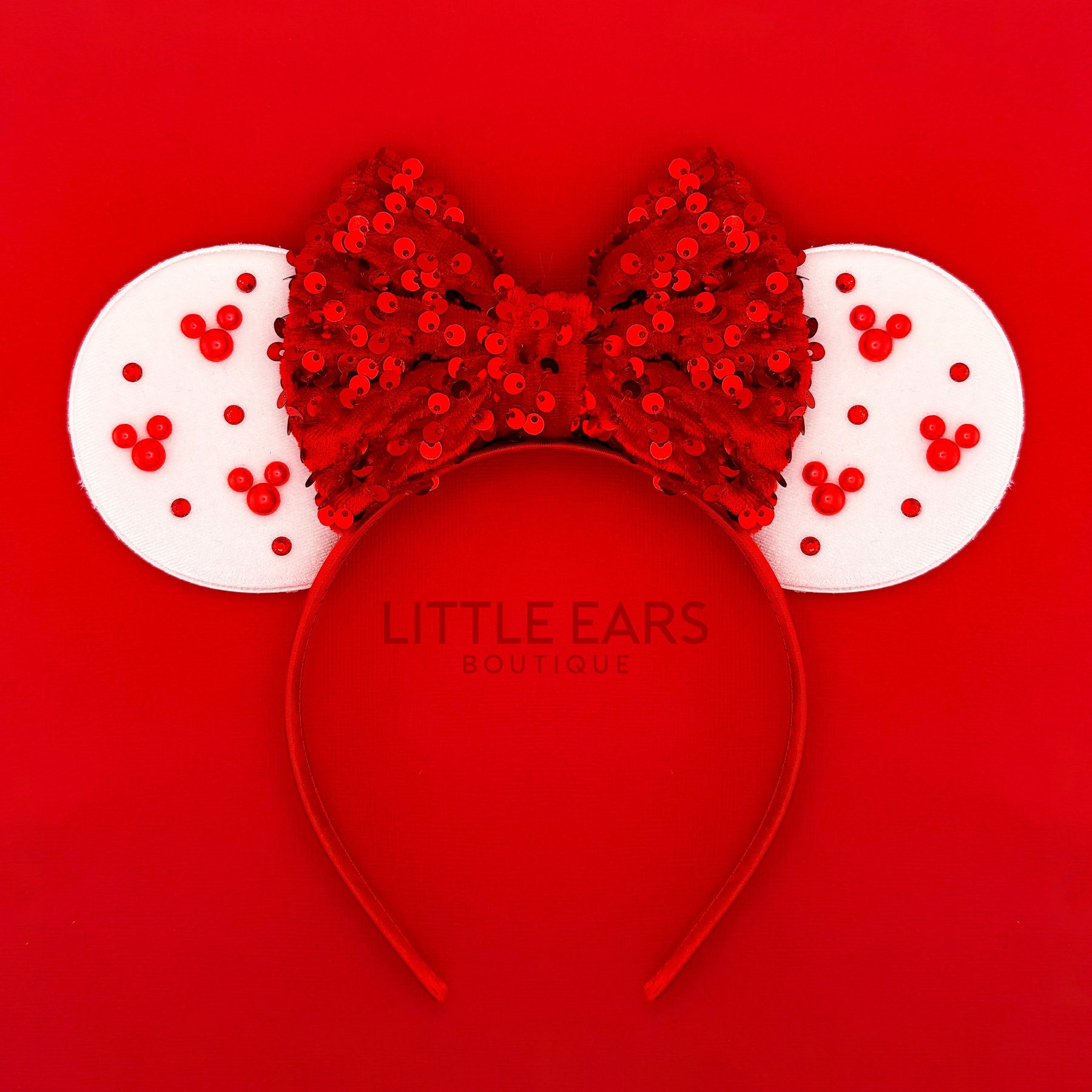 White Velvet Christmas Mickey Ears