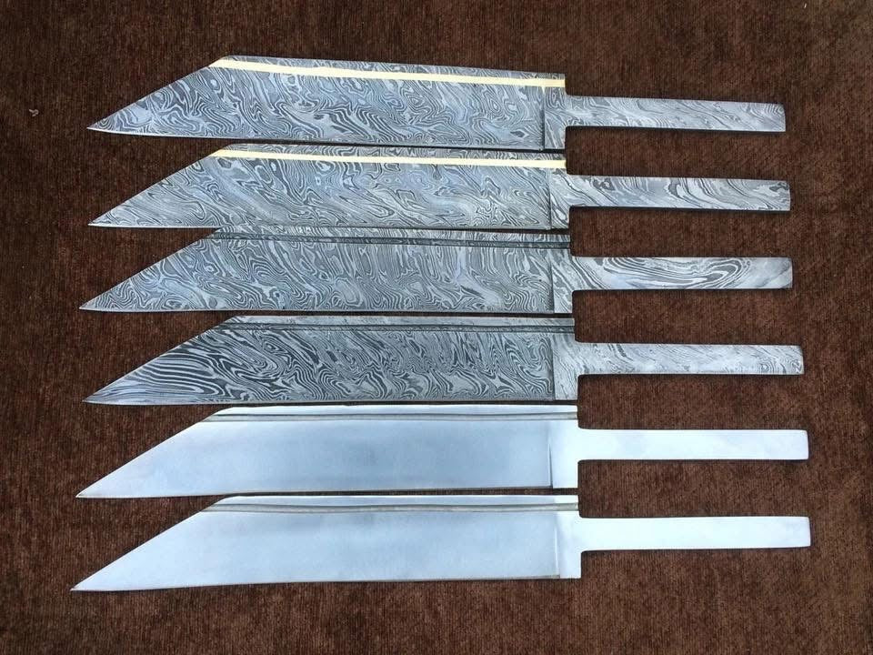 6-Piece Damascus & Carbon Steel Seax Blade Blank Set by Divine Knives — view 4 of 4