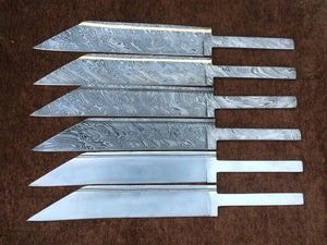 6-Piece Damascus & Carbon Steel Seax Blade Blank Set by Divine Knives — view 4 of 4