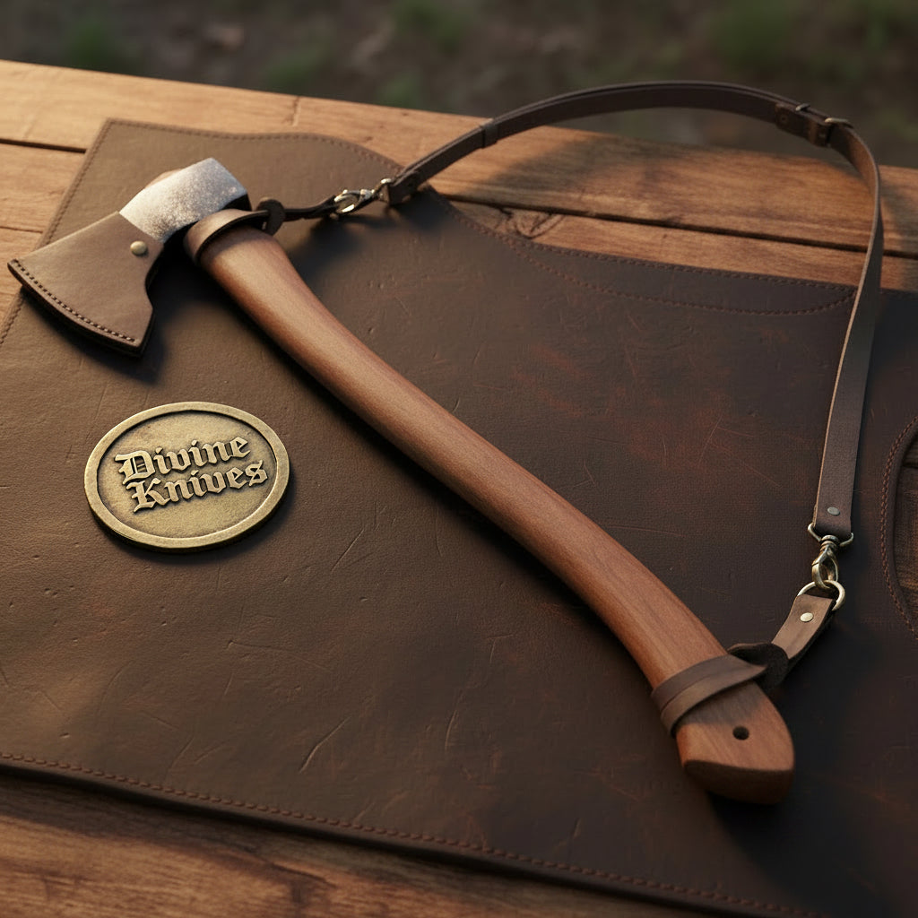 Hand-Forged Carving Axe with Ash Handle & Wooden Wedge