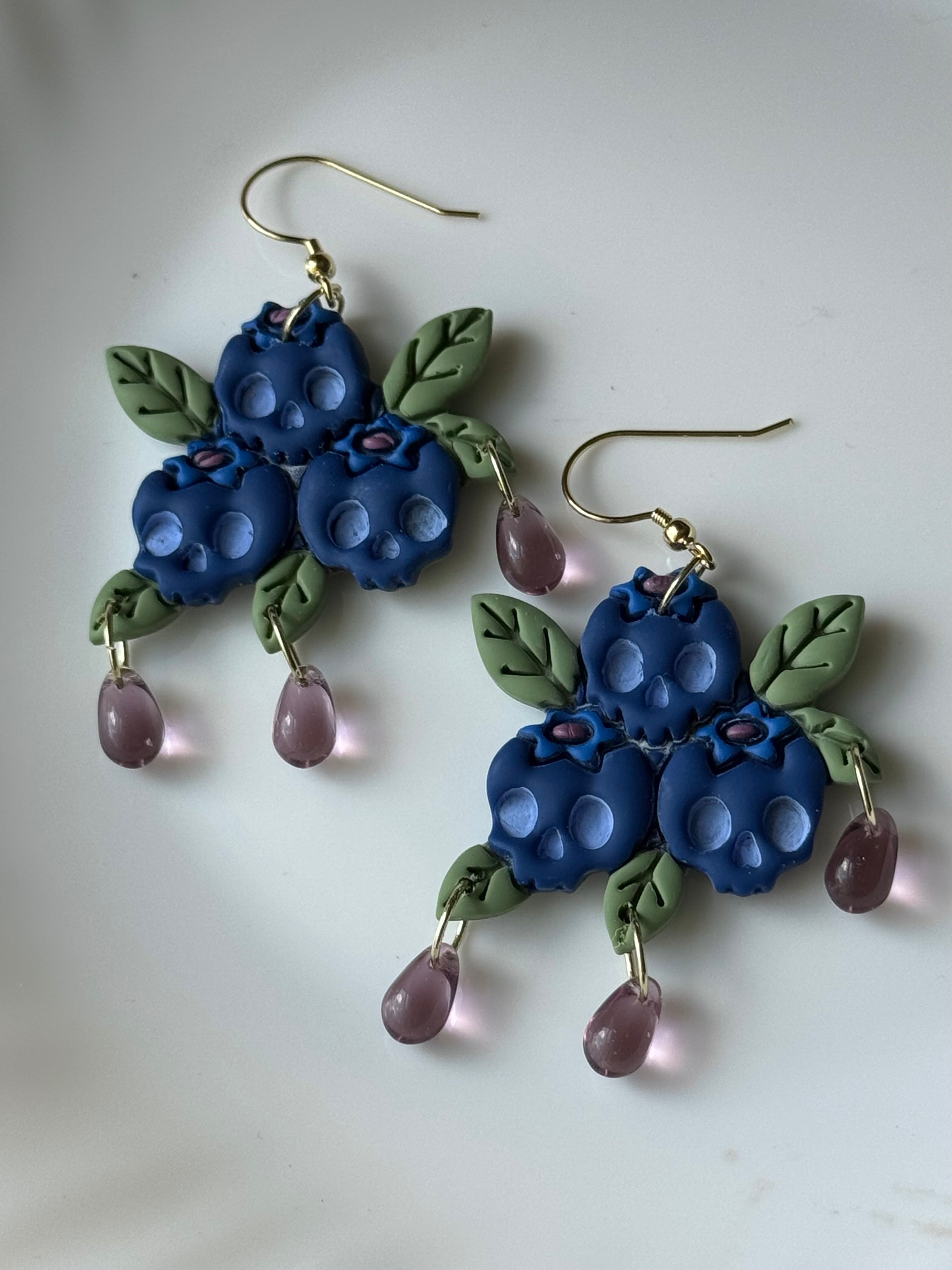 Blueberry Bramble handmade polymer clay earrings by Shop Something Earthy — view 1 of 2