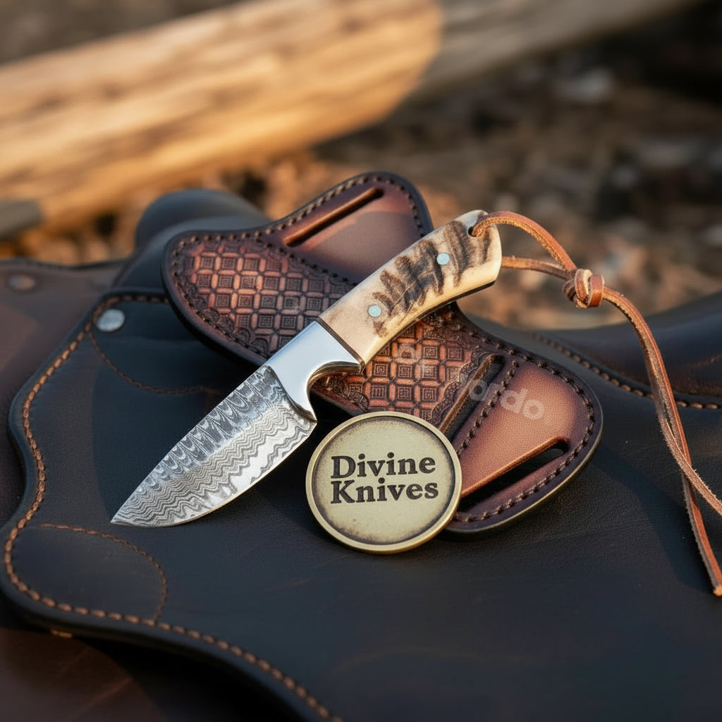 Ram Horn Wave Pattern Skinner Knife by Divine Knives