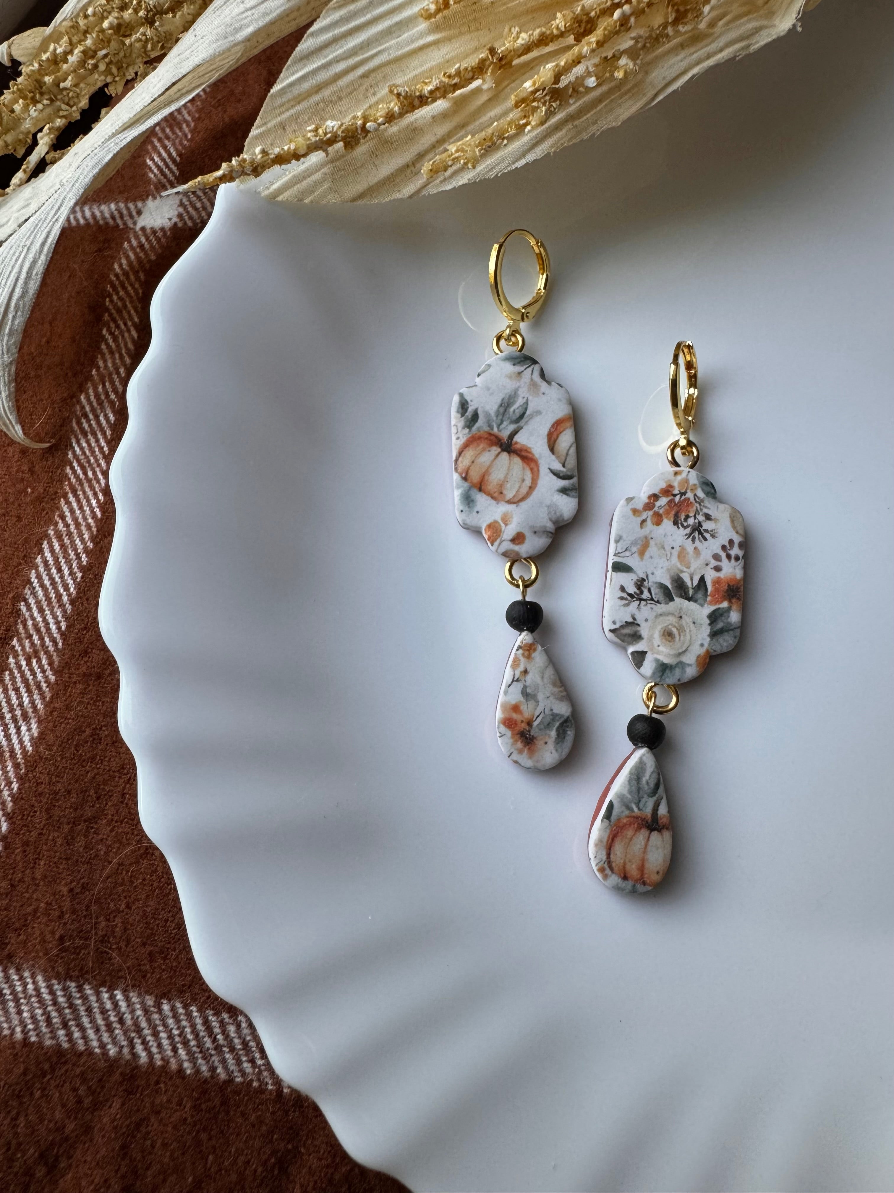 Delilah Pumpkin Patch handmade polymer clay earrings by Shop Something Earthy — view 1 of 2