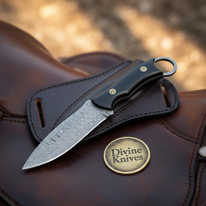 Rosewood Handle Ring Pommel Skinner Knife by Divine Knives
