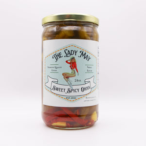 Lady May Sweet & Spicy Pickled Okra – 2 Pack (24oz Jars) – Southern Style Whole Fresh Okra Pods – Small Batch Restaurant Made – Sweet Heat with Jalapeño & Garlic