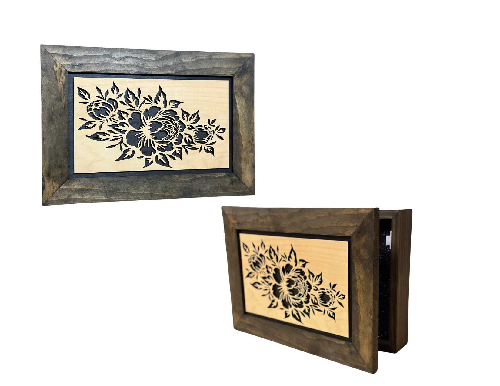 Peony Jacobean hidden gun cabinet by Bellewood Designs shown closed