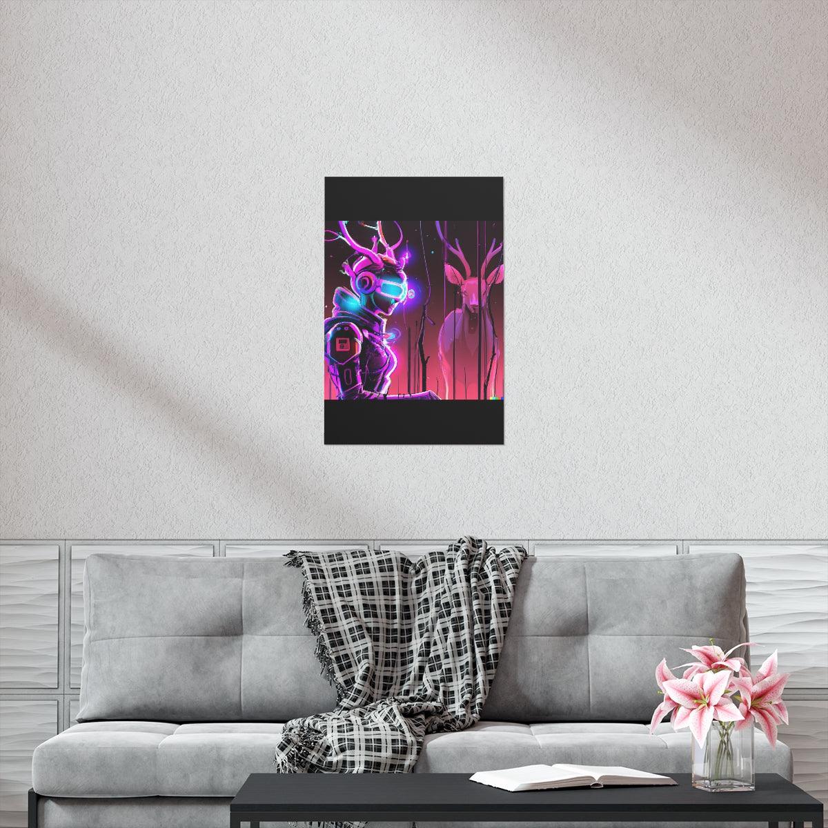 futuristic woman and deer Posters
