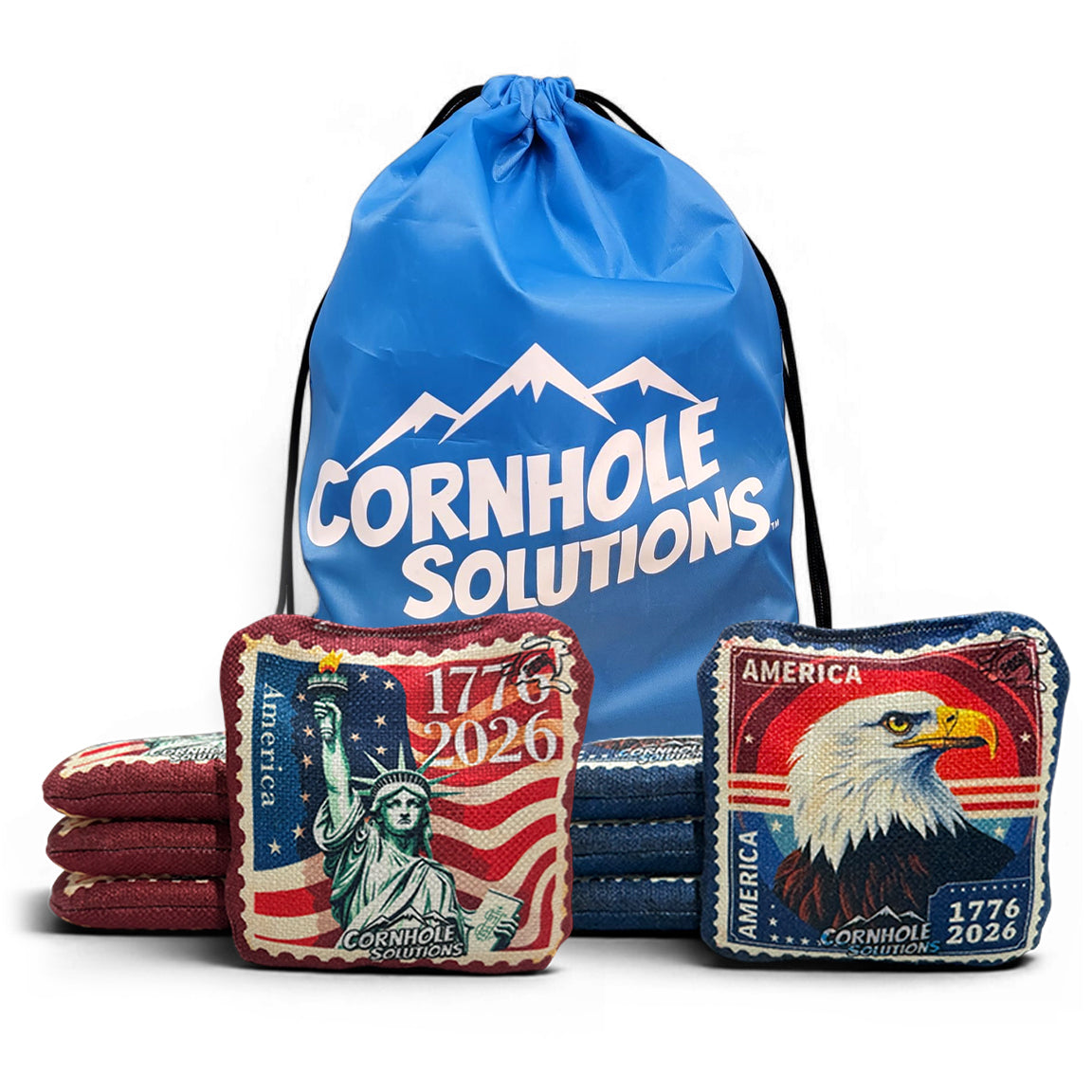American Stamp Designs - Pro Style REC Cornhole Bags – Regulation 6"x6" – Full Set of 8 by Cornhole Solutions, Southern home decor main product photo
